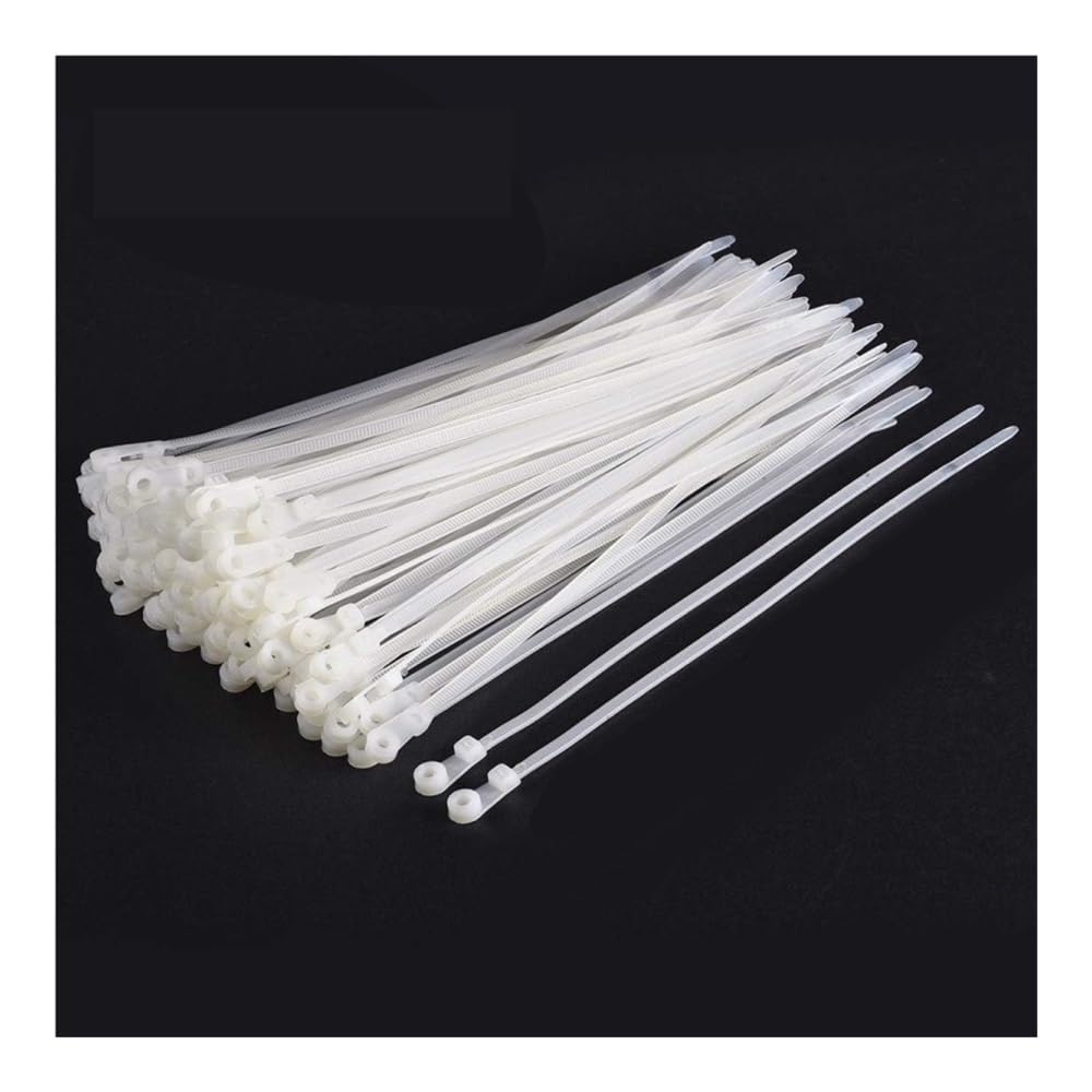 100/200/300/500/1000 fascette stringicavo con foro per vite, riutilizzabili, fisse, in nylon, autobloccanti, per ufficio, colore bianco, 500 pezzi