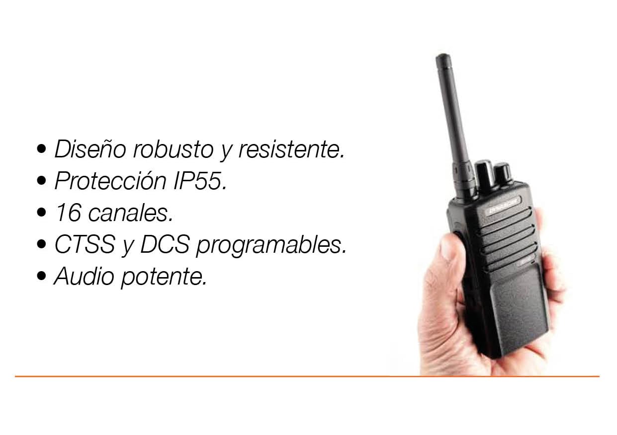 Dynascan EU-85 Walkie-Talkie PMR-446 Profesional - Transceptor de Uso Libre Sin Licencia, Chasis Metálico IP55, 16 Canales y Teclas Programables