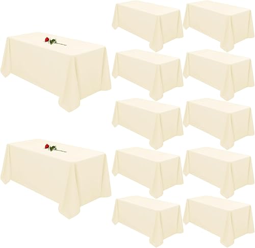 Miniatura 31 de YMHPRIDE Paquete de 12 manteles redondos de 90 pulgadas para mesas redondas, resistentes a las manchas y a las arrugas, lavables, mantel redondo