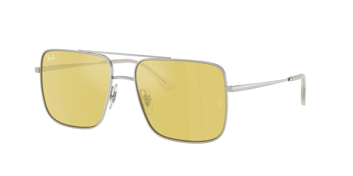 RAY-BAN Unisex UV Protected Yellow Lens Square Sunglasses – 0RB3758003/6D56