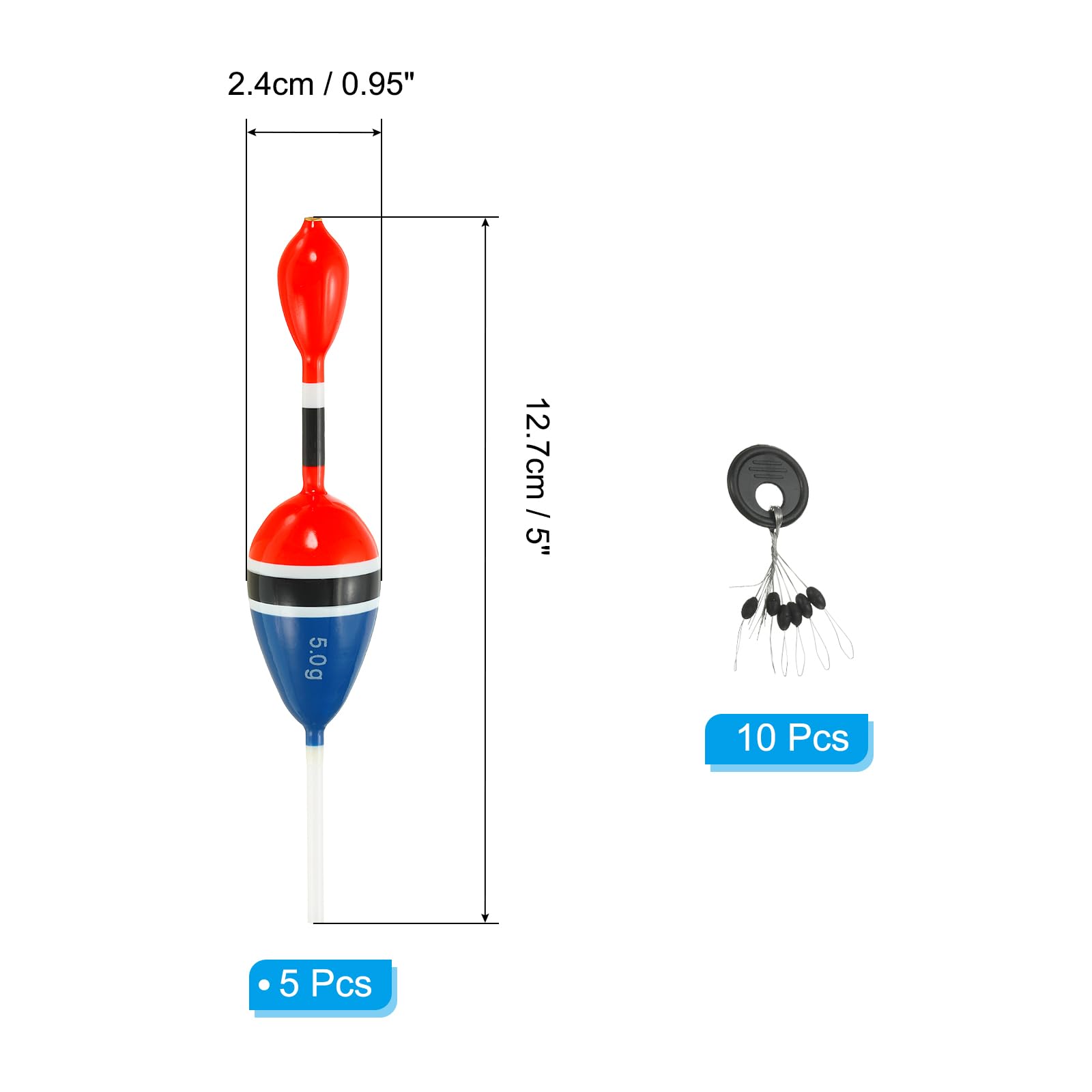 PATIKIL Fishing Slip Bobber Floats - 2 Pack, 1 Oz (30g) Weight For Freshwater Fishing, Sliding Design