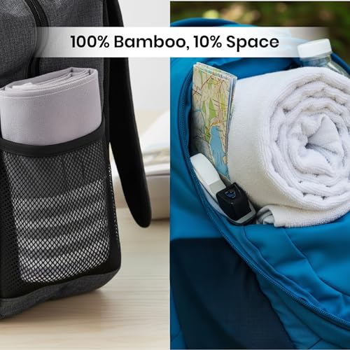 Image of Mush Grab & Go Bamboo Travel Towel | 100% Bamboo Bath Towel for Beach, Hiking & Gym Towel for Men Workout | Quick Dry & Compact Towels with Travel Bag | 60x120 cms, 250GSM | Pack of 2 (Red & Grey)