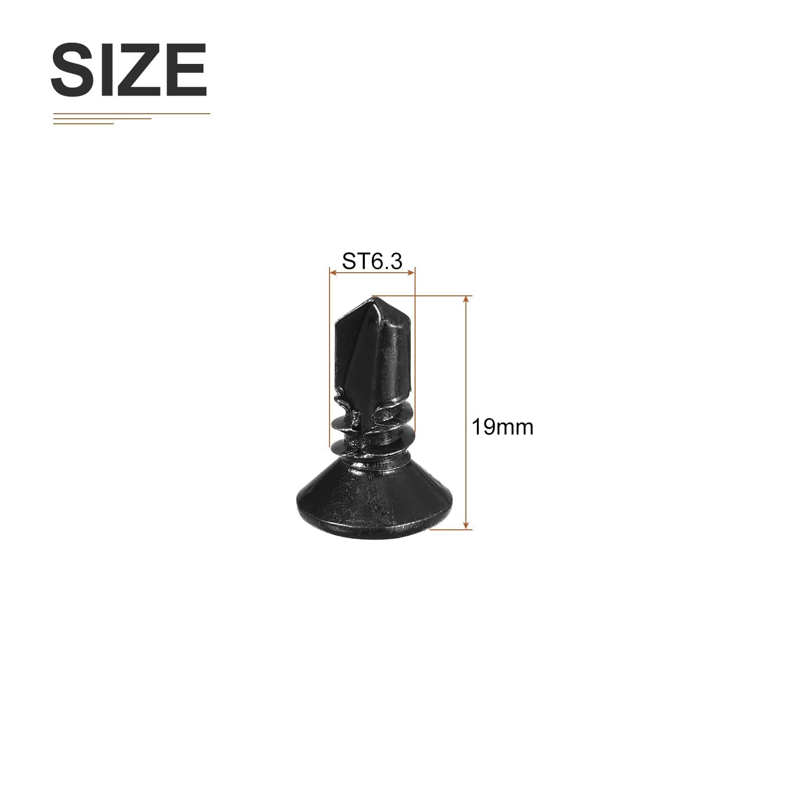 DTGN 100Pcs ST6.3x19mm Self Drilling Screws, 410 Stainless Steel Flat Head Phillips Sheet Metal Screw - Image 2
