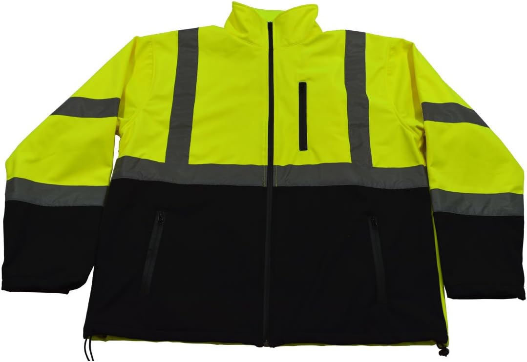 Petra Roc LBSFJ1-C3-3X Water Resistant Softshell Safety Jacket High Visibility Two Tone Lime/Black ANSI 107 Class 3, 3X
