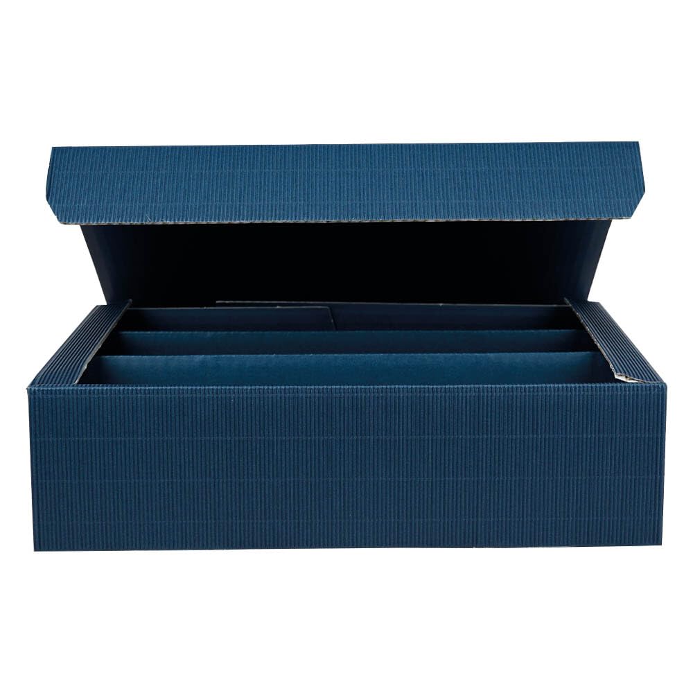 3er Weinkarton, Geschenkkarton, Dunkelblau, Wellpappe, 36 x 25 x 9,5 cm, 25 Stück