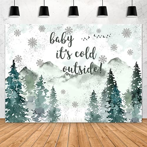 Baby It's Cold Outside Backdrop 7x5ft Snowy Forest Baby - View #4