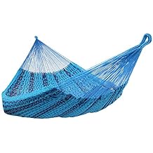 Sunnydaze المنسوجة يدويا XXL سميكة الحبل المايا أرجوحة مزدوجة للخارج - 625-باوند القدرات الثقيلة في الهواء الطلق أرجوحة - أزرق