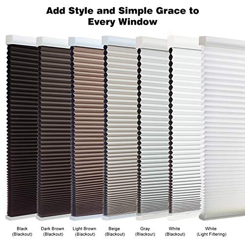 Changshade Cordless & Light Filtering Cellular Shade, Tools-Free Pleated Polyester Honeycomb Shade, Light Blocking Window Shade And Blind, 19 Inches Wide, White Cel19Wt36B #TOP6