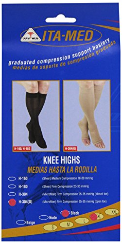 Image of ITA-MED I H-304(O)(2) XL BL Microfiber Knee Highs, Black, X-Large