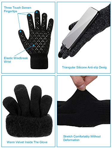 Satinior SATINIOR-F-EAR WARMERS-02 6 Pieces Ear Warmer Headband Warmer Face Mask Fleece Neck Gaiter Touch Screen Winter Knit Gloves thumb #4