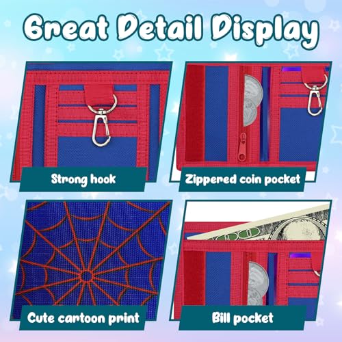 Image of Kids Wallet for Boys Girls, Trifold RFID Wallet with Key Chain and Zipper Pocket for Kids 4-18 Novelty Birthday Gifts, Coin Pouch Purse for Children Teens Outdoor Sports - Blue