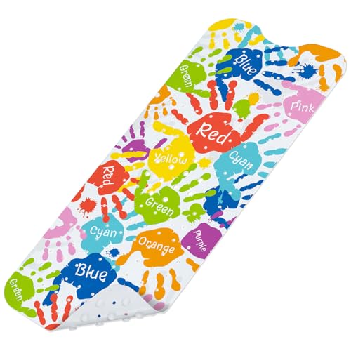 SHUCHING Tapis de Bain Antidérapant Enfant Empreinte de Main, Tapis Baignoire Antidérapant Bebe, Réssistant à la Moisissure et Lavable en Machine 100 x 40 cm