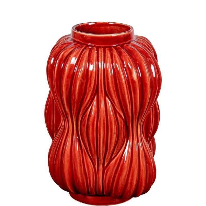 Vase céramique rouge brillant 32cm grand vase table salon