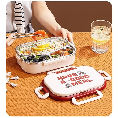 FSADYANG Lunch Box Enfant, Boite Repas, Lunch Bag, Boîte À Bento en Acier Inoxydable De 1 000 ML, Boîte À Lunch Portable Polyvalente À 3 Compartiments, avec Ensemble D'ustensiles et Sac Isotherme – vue 7