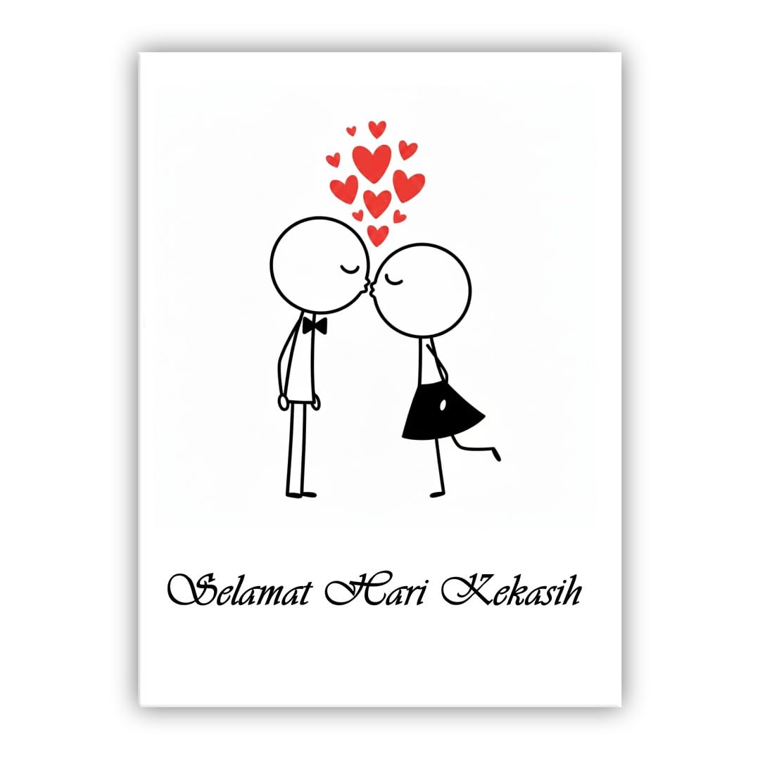 Multilingual Valentine’s Day Card – Cute Couple – Romantic Valentines Greeting Card for Husband, Wife, Boyfriend, Girlfriend (• Malay Selamat Hari Kekasih) — image 1