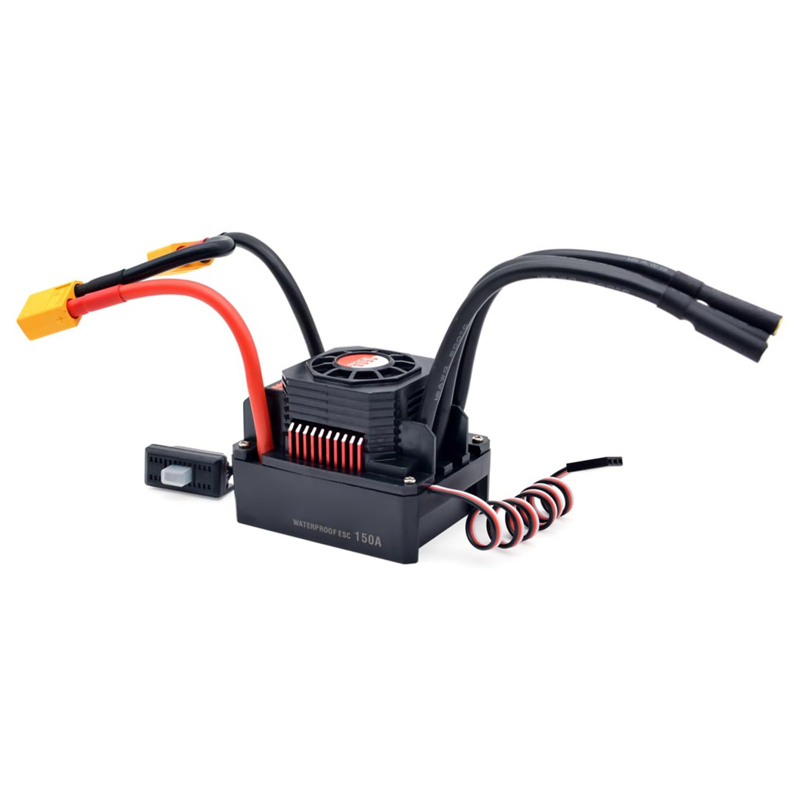 RiToEasysports Bezszczotkowy ESC 150A, Wodoodporny Elektroniczny Regulator Prędkości do Samochodu 1/8 RC z kartą programową, Kompatybilny z Silnikiem Bezczujnikowym, Doskonałe Odprowadzanie (150A)