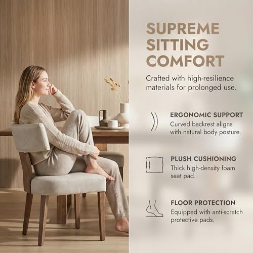 Image of HNY Mid Century Modern Dining Chairs Set of 4, Farmhouse PU Leather Upholstered Accent Chair Curved Backrest Kitchen Chairs, with Hardwood Frame, Grey