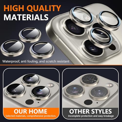 Image of PACK OF 2 Camera Lens Protector For IPHONE 16 PRO / 15 PRO / 16 PRO MAX / 15 PRO MAX ( GREY ) UHD 9H Glass, Anti Drop, Scratch Resistant, Case Friendly, Removable, Waterproof, Heavy Duty Camera Protector.