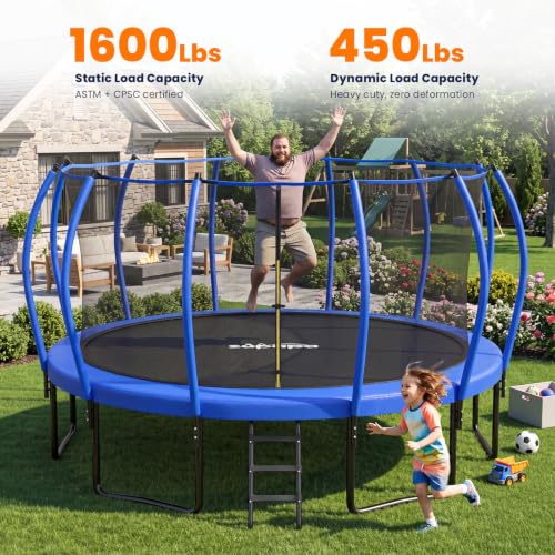 Zupapa 1800LBS Capacity No-Gap Design 16 15 14FT Trampoline with Safety Enclosure Net and Non-Slip Ladder 10-Year Quality Assurance Perfect for Outdoor Backyard Fun - image 2
