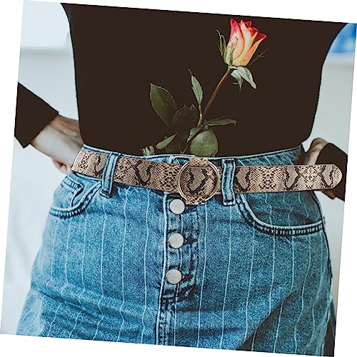 Women Round Buckle Waistband Faux Leather Casual Belt for Jeans and Shorts Stylish Snake Print Wide Waist Girdle Lightweight Fashion Accessory4