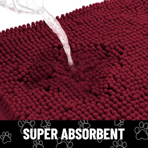 image for Smiry Dog Door Mat for Muddy Paws, Absorbent Dirt Trapper Non Slip Qui