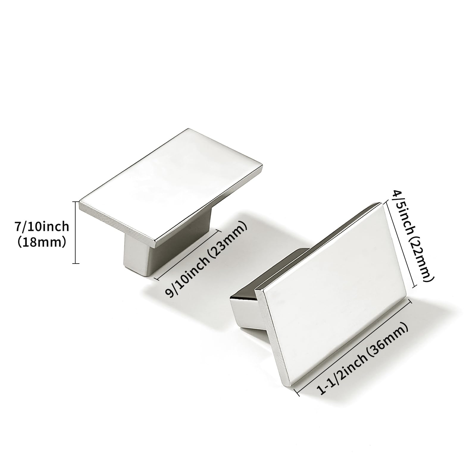 KHTUMEWARE-170025 Square Knob, Polished Nickel, 1-13/32 in (36 mm), 10-Pack in Polished Nickel — KHTUMEWARE