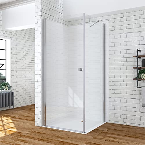 Duschkabine Eckeinstieg 90x70 x 195 cm rahmenlose Eckdusche mit Duschtür Drehtür Pendeltür Schwingtür 90 cm und Seitenwand Seitenteil 70 cm aus ESG Echtglas 6 mm mit Lotus-Effekt Nanobeschichtung