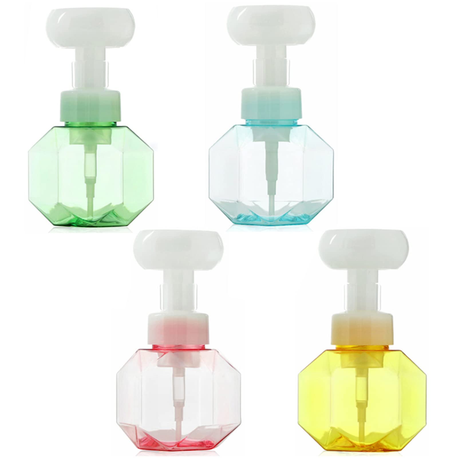Bonlting 4 Pcs Flower Shaped Foaming Bottle 300ml (10oz) Flower Soap Dispenser Refillable Foam Dispenser Bottle for Cosmetic,Facial Cleanser,Shampoo,Hand Soap