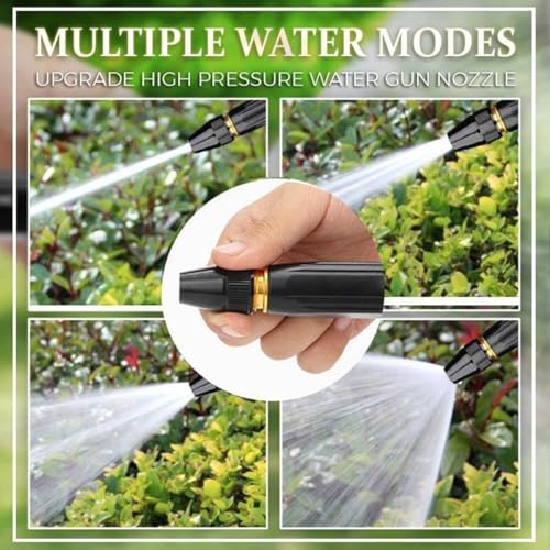 Image of High Pressure Water spray gun for Car and bike Washing Gun for 1 /2 inch Hose Pipe, 3pcs connector with Adjustable Pressure Booster Car Nozzle Washer Gun Jet Water Spray Nozzles for Garden