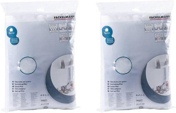 Fackelmann 9921350 Lot de 2 Filtres pour hotte, Filtre hotte, Filtre Anti-Graisse, Polyester Blanc, 114 cm x 47 cm - 2