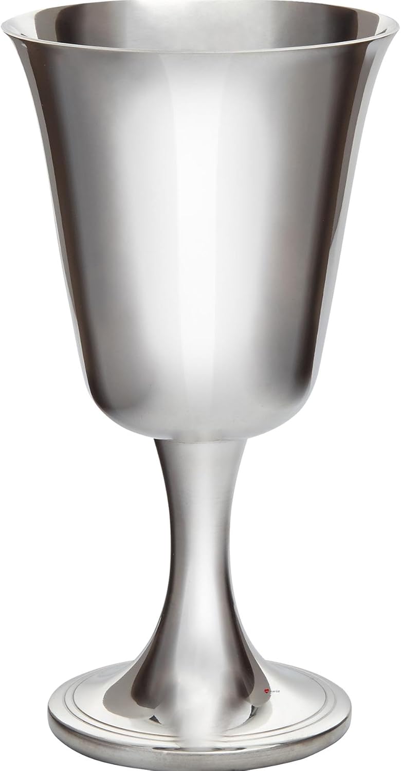 I LUV LTD Pewter Goblet Large Bell Shaped 140ml Spun Bright Polished Finish Both Inside and out with Feature Touchmark Perfect for Engraving