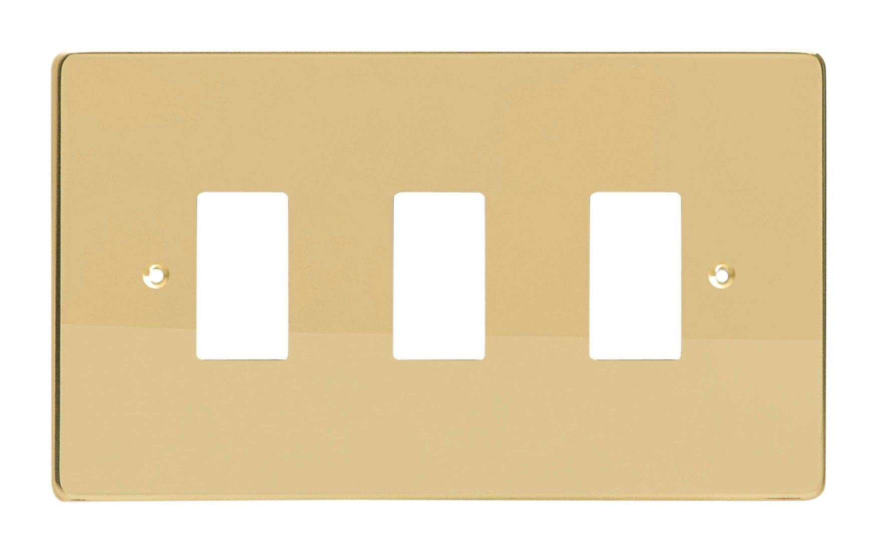 Varilight XDVPG3 PowerGrid Polished Brass 3 Gang Grid Plate (Twin Plate)