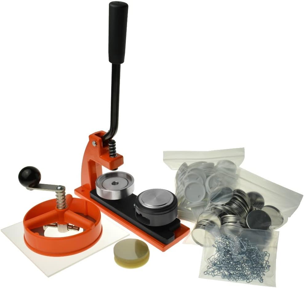 Ebadges 77mm UK Made Professional Metal Badge Maker | Badge Making Kit with 500 Badges | Badge Machine with Circle Cutter | Interchangeable Dies Available | Make Your Own Badges | Badge Maker Machine