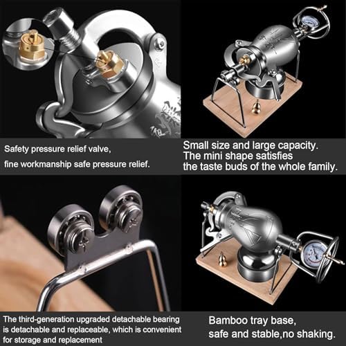 Popcorn Pressure Popper, Stainless Steel Popcorn Maker, Old-Fashioned Popcorn Poppers, with Precision Pressure Gauge and Base, for Home Party