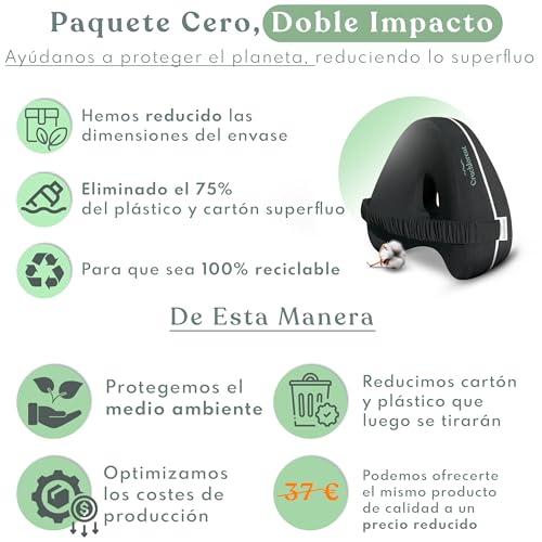 Miniatura 5 de Cruchlorent Black Heart - Almohada Piernas Dormir - 100 Algodón - Diseñada Para Dormir De Lado - Soporte Hasta 95 Kg - Combate El Dolor De Espalda, Cadera Y Rodilla.