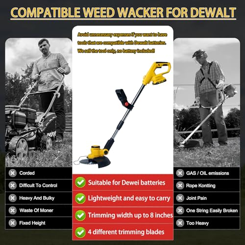 Cordless Weed Wacker for Dewalt 20V Battery with 4 Types Blades, Brushless Motor, Lightweight Grass Trimmer/Brush Cutter for Lawn, Yard and Bush Trimming（No Battery） by TWEFGFT - Image 7