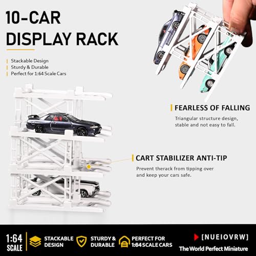 Image of 1:64 Diorama Expandable Modular Car Display Case for Hot Wheels Diecast Car | 10 Parking Space Garage, Diecast Hot Wheels Model Cars Storage Display Rack Accessory (10 Spaces-Matte White)