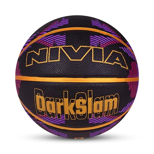 Image of Nivia Dark Slam Basketball, for Men & Women, Durable Molded Rubber Ball with Pebbled Grip, Butyl Bladder, for Indoor & Outdoor Play (Size 7, Multicolor)