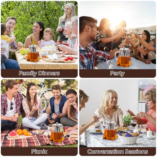 1L Teekanne Glas, Borosilikatglas Teebereiter mit Deckel, Quadratische Glas-Teekannen mit Teesieb, Herausnehmbarem Teesieb