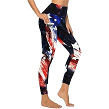 KevaMolly Womens Workout Leggings with Pockets 4th of July High Waisted Tummy Control Stretch Activewear Running Yoga Pants
