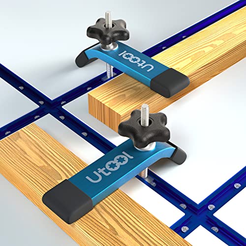 Utool 2 Pack T-Track Hold Down Clamps Kit, 6-1/3" L X 1-1/5" Width, Blue #TOP2