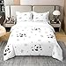 jejeloiu Panda Duvet Cover 100% Cotton Queen Size Kids Cute Animal Comforter Cover Set for Teens Cute Animal Decor Bedding Cotton Duvet Cover Set for Bedroom Black White Bedspread Cover