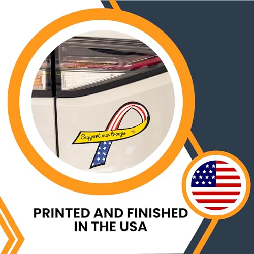 Image of Magnet Me Up Support Our Troops American Flag Patriotic Ribbon Magnet Decal, 3.5x7 Inches, 2 Pack Heavy Duty Automotive Magnet for Car Truck SUV, in Support of Military, Crafted in The USA
