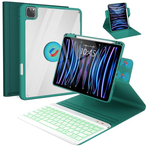 Image of iPad Pro 11 Keyboard Case 1st /2nd /3rd /4th,Air 5th 4th Generation 10.9 inch,360 Rotatable Magnetic Case with Pencil Holder Groove Design(2022 /2021 /2020 /2018),7 Color Backlit Wireless Keyboard (Teal)