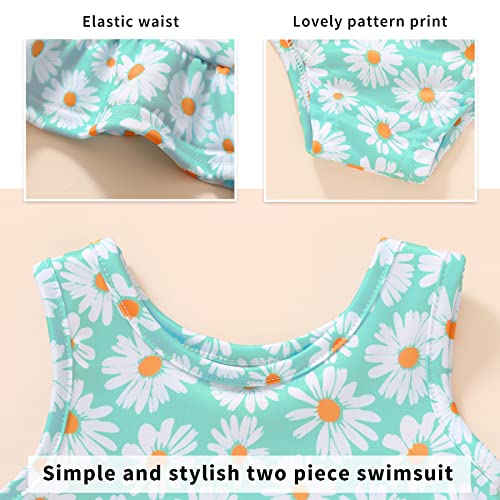 Younger Tree Toddler Baby Girls Summer Swimsuit Sleeveless Floral Swimwear Two-Piece Suit Beach Bikini (Daisy Swimsuit, 4-5T) #TOP5