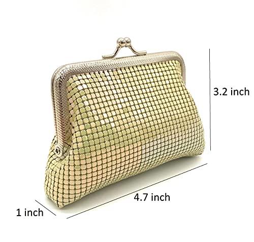Womens Coin Purse Wallet Metal Mesh Kiss Lock Clasp (Multi-Beige) #TOP1