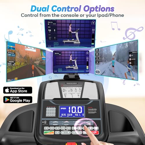 Image of Foldable Treadmill w / 15% Auto Incline, 5HP Portable Treadmill for Home, 300lbs Capacity, 10MPH Speed, 64 Programs, APP & HiFi Bluetooth Speakers, Exercise Machine for Running & Walking