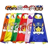 6 Sets Puppy Dog Patrol Birthday Decorations Capes and Masks for Kids, Birthday Party Favor Supplies Cosplay,Children Birthday Party Like Gifts