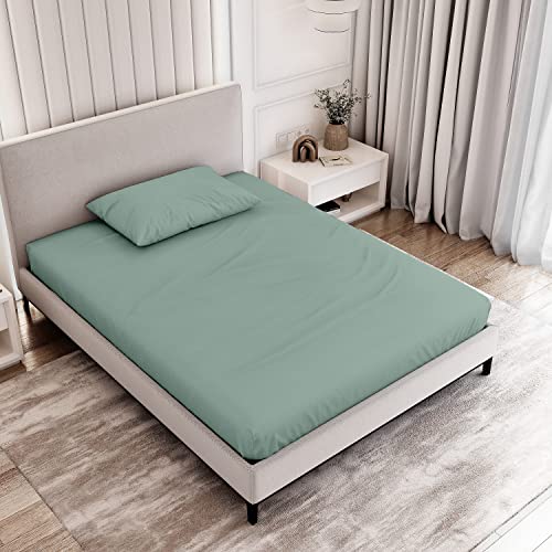Natemia Full Size Fitted Sheet Set - Organic Cotton Jersey - 54 X 75 Inches Sheet For Full Mattress Up To 18 Inches And Pillowcase #TOP6