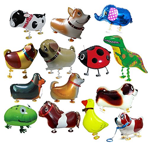 Cugbo 20Pcs Set Walking Animals Balloons, Pets Air Walker Balloons, Mylar Foil Helium Aluminum Balloon Kit For Kids Children Birthday Party Baby Shower Decor #TOP1